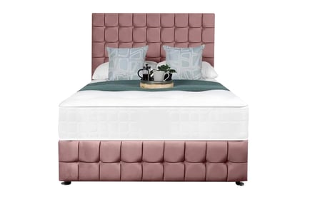 Pink Plush Velvet Divan Bed Set & Mattress - Optional Drawers