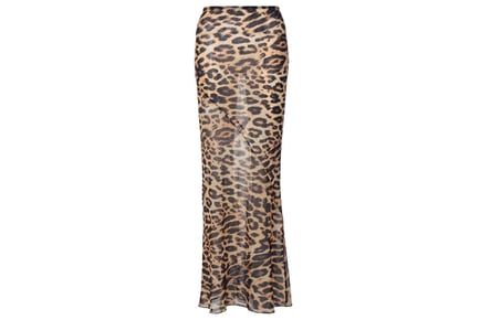 Leopard Print Chiffon Fishtail Skirt