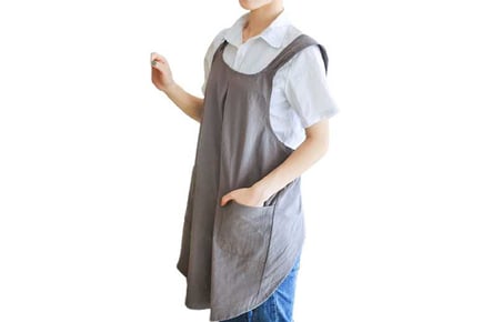 Cross Back Cotton Apron with Pockets