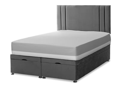 Gas Lift Velvet Ottoman with Upholstered Headboard