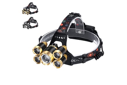 Rechargeable Adjustable LED Headlamp - Silver & Gold