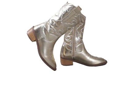 Women's Metallic Retro Cowboy Boots in 6 Sizes and 5 Colours