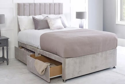 Sonno Panel Divan Bed & Headboard with Mattress and Storage Options - All Sizes available