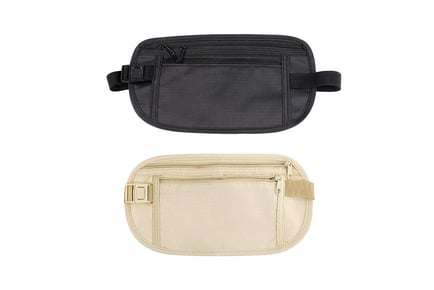 Anti-Theft Money Belt Waist Bag for Travel - Black & Khaki