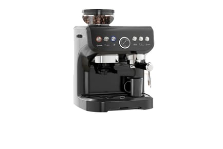 Coffee Machine with Adjustable Grind, Steamer & Accessories