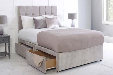 Divan Bed With A Cube Headboard And Storage