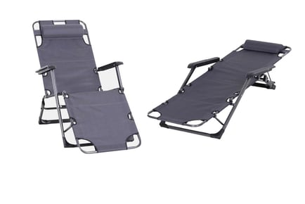 2 Adjustable Outdoor Sunloungers - Grey, Black or Cream