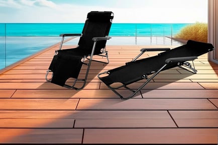 2 Adjustable Outdoor Sunloungers - Grey, Black or Cream