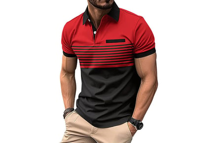 Men's Casual Stripe Polo Shirt in 6 Sizes & Colours