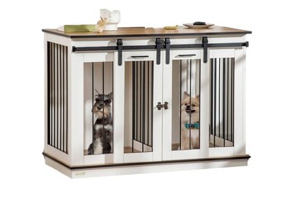 Modern Two-room Dog Cage with Removable Divider