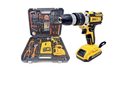 Ultimate Tool Kit with Cordless Combi Drill- With 118 Pieces