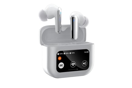 Touchscreen LCD Bluetooth Earbuds - Noise Cancelling, Two Colours!