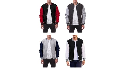 Men's Baseball Jacket with Buttons in 6 Sizes and 4 Colours