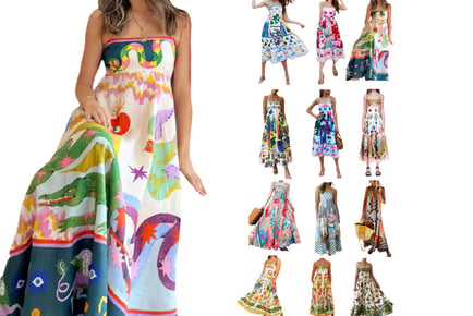 Printed Halter Neck Maxi Dress - 6 Sizes, 7 Designs