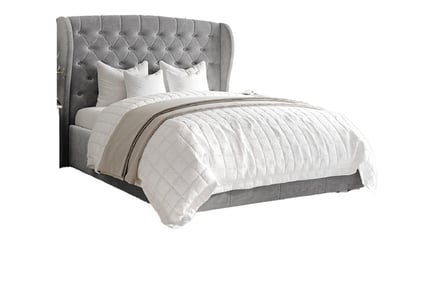 Winged Upholstered Bed Frame with Matching Ottoman- 5 Sizes