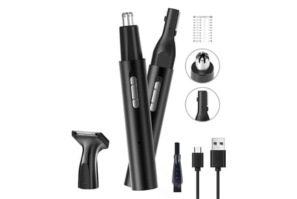 Men's 3-in-1 Waterproof Electric Nose and Ear Hair Trimmer