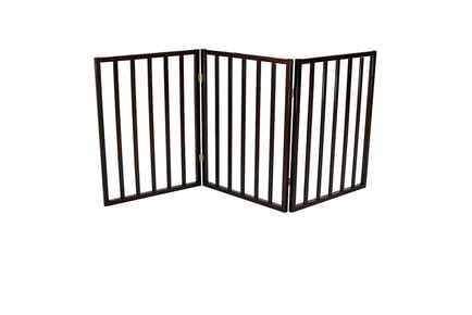 Dog-Safety Wooden Folding Indoor Barrier Pet Gate - Dark Brown