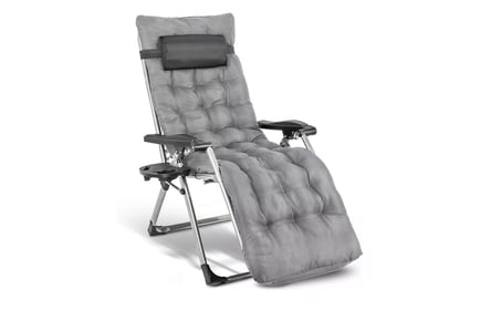 Cushioned Reclining Zero Gravity Chair with Armrest- 3 Colours