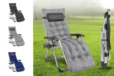 Cushioned Reclining Zero Gravity Chair with Armrest- 3 Colours