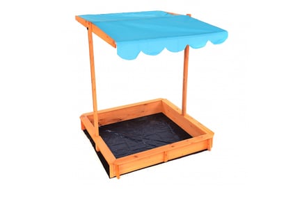 Kids' Wooden Garden Sand Pit with Adjustable Canopy