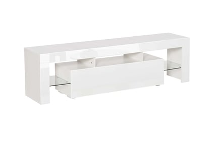 Gloss White LED TV Stand Cabinet with RGB Lights & Storage