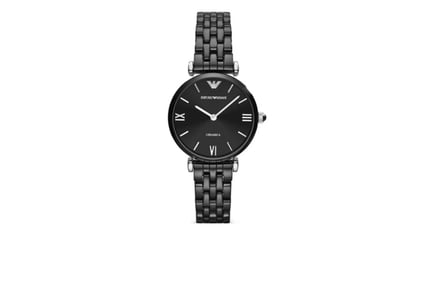 Women's Emporio Armani Black Ceramica Quartz Watch AR1487 - 2yr Guarantee