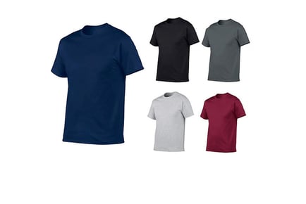 Pack of 5 Men's Solid Colour Cotton Basic T-Shirts - 5 Sizes