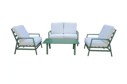 4-Piece Metal Garden Sofa Set - 2 Armchairs, 2-Seater Sofa & Table