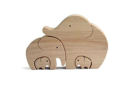 Wooden Elephant Statue Set- Two Options