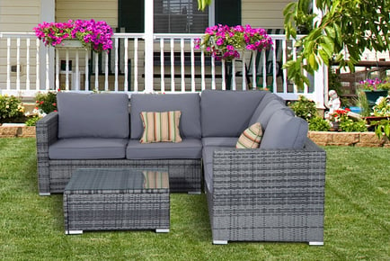 5-Seater Garden Furniture Rattan Sofa Set w/ Centre Table