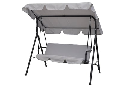 3-Seater Swing Chair with Canopy - Grey