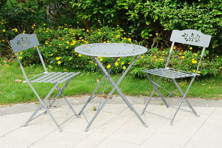 3 Pcs Garden Furniture Folding Chairs & Table Set - 2 Colours