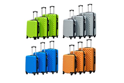 3-Piece Diamond Suitcase Set - 4 Colours