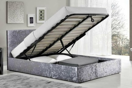 Grey Ottoman Bed Frame + Memory Foam Mattress - 4 Options