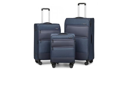 3-Piece Lightweight Soft Shell Luggage Suitcase Set with TSA Lock