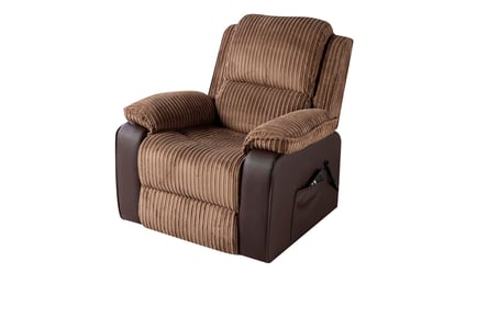 Merida Electric Jumbo Cord Recliner Armchair - Brown or Grey!