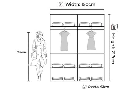 Jamika Slidig Door Wardrobe 150cm/203cm