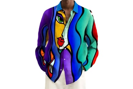 Men's Abstract Long Sleeve Shirt - 6 Sizes & 4 Colours