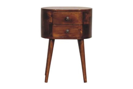 Mini Chestnut Rounded Bedside Table