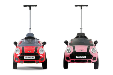 Kids' Mini Cooper Push Car with Parental Handle - Red or Pink