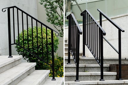 Outdoor Steel Black Handrail for Safety - 3 Steps