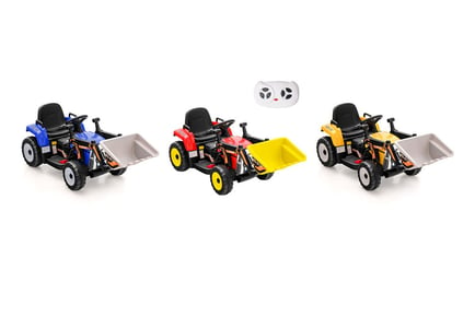 Kids' 12V Battery Powered Ride On Loader Digger - Blue, Red or Yellow!