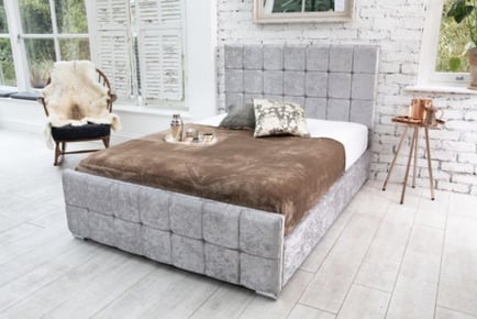 Cube Upholstered Bed Frame - Size & Colour Options