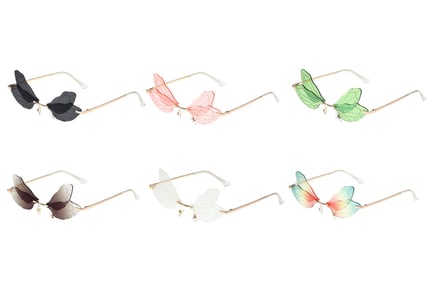 Women's Rimless Dragonfly Wing Theme Sunglasses - 7 Colours