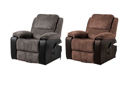 Rise & Recline Jumbo Cord Electric Reclining Armchair - 2 Colours!