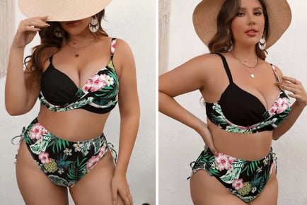 Women's Plus Size Tropical Print Bikini - 6 Sizes, 3 Colours