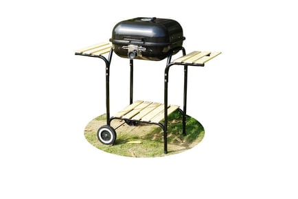 18-inch BBQ Grill Portable Trolley with Double Side Tables