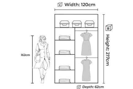 Sliding Door Wardrobe 120/150/180/203cm