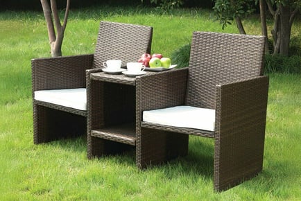 2-Seater Rattan Bistro Garden Furniture Set!