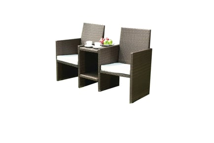 2-Seater Rattan Bistro Garden Furniture Set!